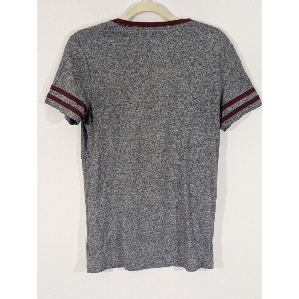 Vtg Abercrombie Fitch Shirt Mens Sz S Gray Trim Maroon Moose Logo Tee V-Neck Y2K - Picture 7 of 7